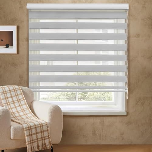 ABOUT SPACE Window Blinds - 3 x 7 ft Zebra Roller Blinds for Windows for Light Filtering, Privacy, UV Protection Corded Roll Up Curtain Window Shades for Home, Office, Living Room Kitchen