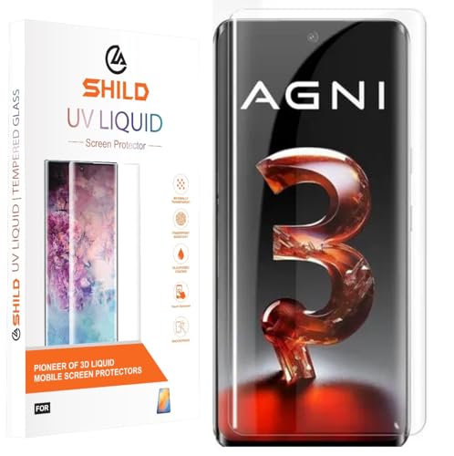 Image of SHILD - (Pack of 1 Curved UV Tempered Glass Screen Protector for Lava Agni 3 5G | 9H Hardness | Full Adhesive | HD Clarity | Edge-to-Edge | Fingerprint Unlock Support | Easy Installation Kit