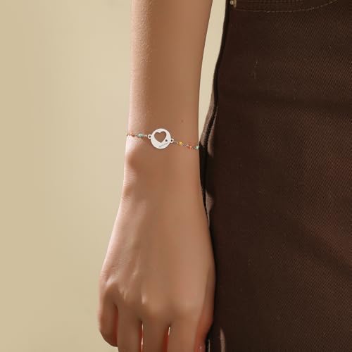 Image of DS Mother Daughter Bracelets Set,18K Gold Plated Stainless Steel Heart Jewelry for Women Girls,Mothers Day Gifts for Mom /Daughter,Adjustable Matching Bracelets for Mommy and Me gift box packaging