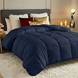 Utopia Bedding Comforters Queen Size, All Season Duvet Insert, Down Alternative Box Stitched Bed Comforter with Corner Tabs, Machine Washable (Navy)