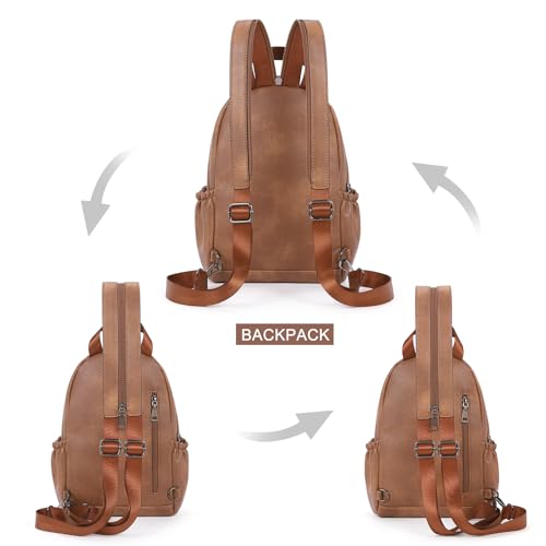 Image of CLUCI Sling Bag for Women Leather Women's Backpack Small Convertible Backpack Purse Crossbody Bag for Travel