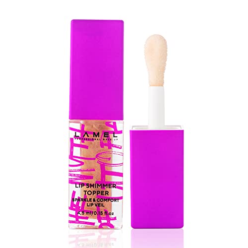Lamel The Myth Of Utopia Lip Gloss - Gold & Silver Flakes For Volume & Glow, Hydrating, Non-Sticky, Shimmery, Weightless Texture, Organic & Cruelty-Free - 4.5Ml/0.15 Fl.oz #TOP23