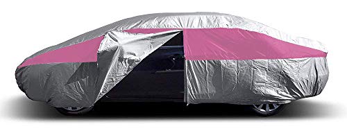 Titan Lightweight Car Cover Compatible with Camry, Mustang, Accord and More. Waterproof Car Cover Measures 200 Inches, Includes Driver Side Zippered Door. (Fuchsia)