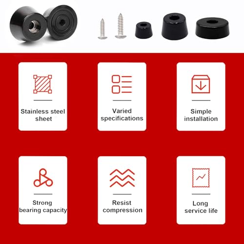 smseace 160PCS(3 Sizes) Black Rubber Feet for Cutting Board, Built-in Stainless Steel Washer and Screws, Soft, Non-Slip, Small Rubber Bumper Feet for Furniture Electronics, Tables, Sofas Etc by smseace - Used condition - Image 6