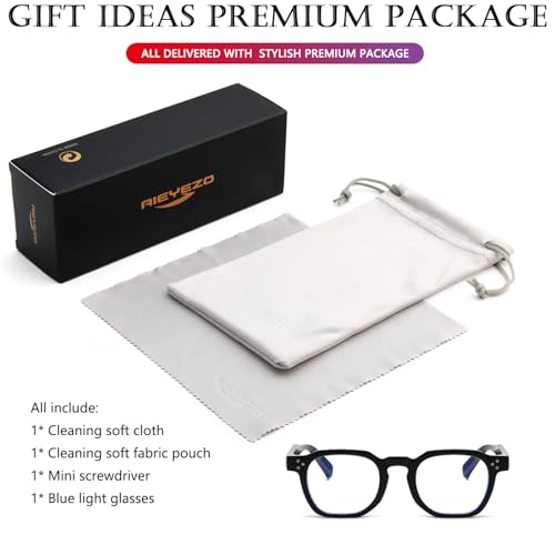 Image of AIEYEZO Retro Blue Light Glasses for Men Women Square Thick Framed Eyeglasses Trendy Vintage Computer Glasses