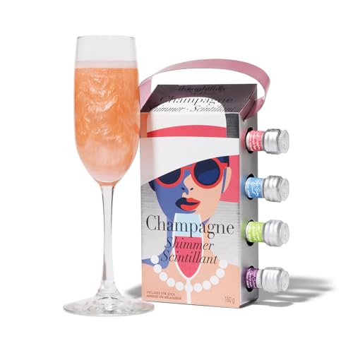 Thoughtfully - Thoughtfully Cocktails, Champagne Shimmer Gift Set, Add Shimmer to Champagne, Prosecco or Carbonated Beverages with Raspberry, Blueberry, Lime, and Blackcurrant Cocktail Drink Shimmers, Set of 4