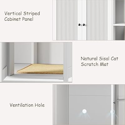 Large Cat Litter Box Enclosure for Automatic Litter Boxes,Hidden Litter Box Furniture with Shelves for Dog Proof,Charging Station,Modern Cat House with Scratching Post,End Table