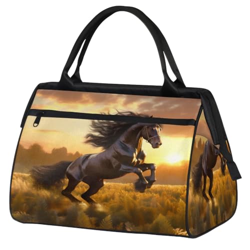 Travel Duffel Bag for Women, Animal Horse Weekender Overnight Bag Carry on Beach Swim Bags Dance Bag Airlines Approved Personal Item Travel Bag for Yoga, Sports, Hospital