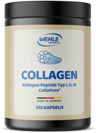 Kollagen hochdosiert – 315 Kapseln – 4550 mg pro Tag - Typ 1, 2 & 3 | Collagen Hydrolysat Peptide Typ 1, 2 & 3 – produziert in Deutschland, laborgeprüft