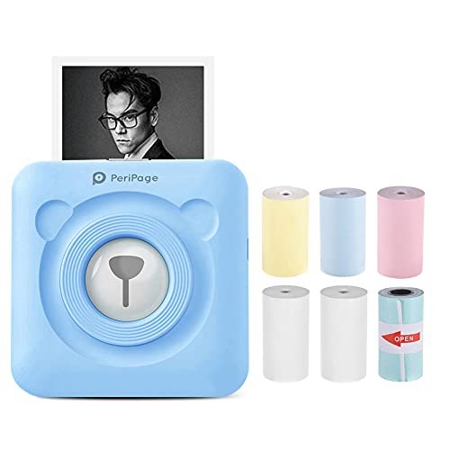 JEPODOR PeriPage Mini Imprimante Thermique Portable Papier Photo Pocket 58mm Impression Sans Fil Bluetooth Android IOS Imprimantes (Bleu) Cover