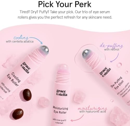 grace & stella Under Eye Brightener Roller - Airplane Travel Essentials - Travel Size Toiletries - Retinol & Caffeine Eye Serum for Puffiness, Dark Circles, Wrinkles - Vegan Skincare (15ml / 0.51floz) — view 4