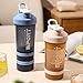 Leak Proof Protein Shaker Bottle, Protein Shaker Cup with Wire Whisk Balls, with Lock Storage, 3-in-1 Gym Water Bottle, Detachable Shaker Bottles,450ML /15 oz,Orange