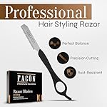 Facón Hair Razors for Cutting Hair - Professional Hair Styling Razor Kit with 11 Replacement Blades, Stainless Steel Hair Cutting Tool for Salon & Home, Premium Hair Thinning Texturizing Faether Razor - Image 2