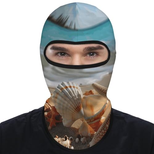 Balaclava con Estampado de Conchas y Estrellas del Mar para Hombres y Mujeres, Máscara Facial de Protección Solar Transpirable con Cubierta Completa de Cabeza para Senderismo, Ciclismo, Correr, Conducción miniatura 1