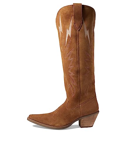 Image of Dingo Womens Thunder Road Embroidered Snip Toe Casual Boots Knee High Mid Heel 2-3 inch