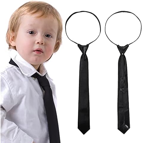 Yolev Corbata Negra para Niño con Cremallera Frontal Cover