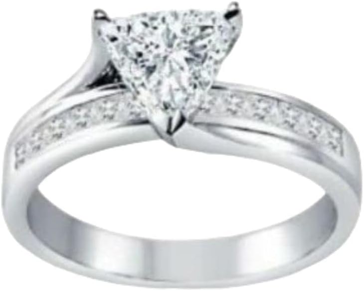 Finecreation_usa -1 Ct Trillion Cut Diamond Solitaire Engagement Ring For Women 14k White Gold Plated Solitaire Ring 925 Sterling Silver Wedding Ring Anniversary Gift For Her