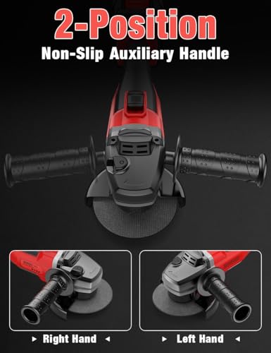 Brushless Angle Grinder for Milwaukee M18 Battery, 4-1/2" Cordless Small Angle Grinder w/Auxiliary Handle, 10 Sandpapers, 2 Cutting & 2 Grinding Wheels, Pin Wrench, Lock-on Slide Switch for Polishing thumbnail 4