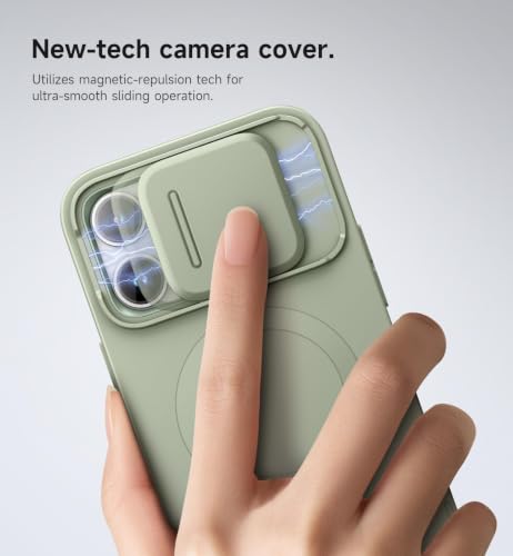 Image of SURITCH for iPhone 14 Pro Max Case with Magnetic Camera Slide Cover and Adjustable Kickstand, Compatible with MagSafe, Shockproof Bumper Case Slim Protective Cover 6.7 Inch, Green