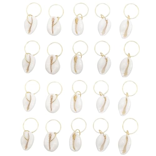 20 Pack Shell Hair Clip Cowrie Shells for Hair for Women Seashell for Hair Braids DIY Sea Shell Gold Hair Rings Accessories