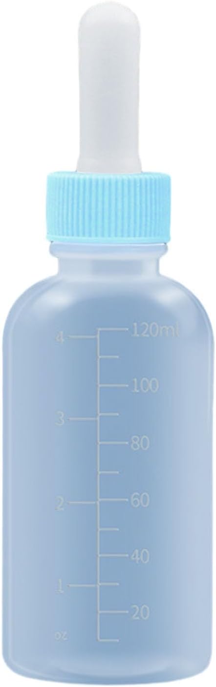Silicone Pet Bottle Pet Ingesting Bottle 50ml/120ml Clear Scale Tender Nipple Silicone Pet Milk Bottle for Kitten Pet New child Pets Blue A
