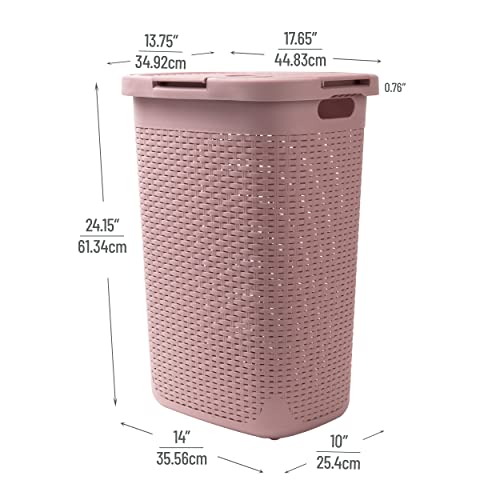 Mind Reader 60 Liter Laundry Hamper With Cutout Handles, Washing Bin, Dirty Clothes Storage, Bathroom, Bedroom, Closet, Pink #TOP2