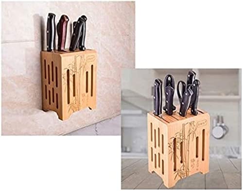 Soporte para cuchillos de bambú multifuncional con montaje en pared para el hogar 6