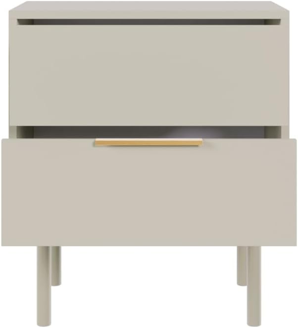 The 3E 3xE living.com Nightstand with the top drawer slightly ajar, showing the push-to-open handle.
