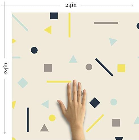 Walls By Me Peel and Stick Yellow and Grey Geometric Children Removable Wallpaper 3218-2ft x 4ft (61x122cm)