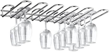 CKB LTD® 5 Row Under Cupboard Counter Wall Mounted Glass Rack 46.5 x 6 x 32 cm - Holds any type of Stemware Glassware Wine Glasses and Flutes