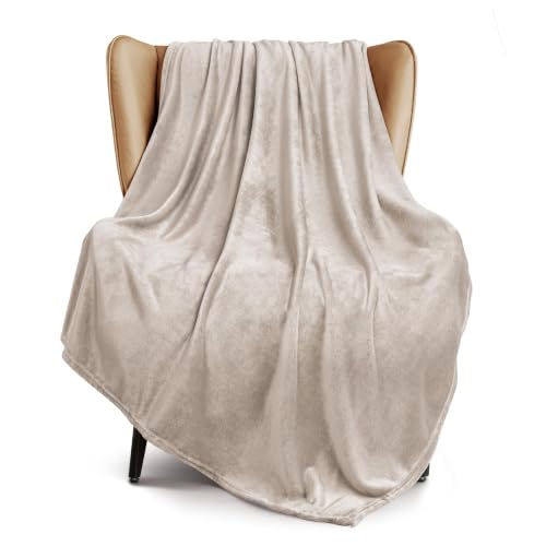 Exclusivo Mezcla Soft Large Fleece Throw Blanket for Couch, Camel