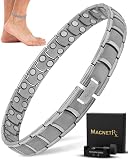 MagnetRX® Ultra Strength Magnetic Anklet – Effective Magnetic Ankle Bracelets for Men – Titanium Mens Ankle Bracelet with 48 Magnets (Silver)