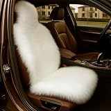 Gracefur Real Genuine Sheepskin Seat Covers, Comfort and Warm Airbag Safe Sheepskin Car Seat Covers Front Seats Winter Fur Car Seat Covers for Car, SUV, Truck, Van, RV(White)