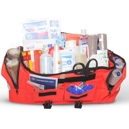 Outdoor Sports First Aid Kit - Complete First Aid Supplies for Outdoor Sporting Injuries, Teams Trainers & Coaches Portable Team Sytle Bag -Easy to Refill and Reuse