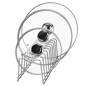 GERUSEA Pot Lid Holder, Stainless Steel Kitchen Organizer Rack Rest, Storage Cutting Boards, Bakeware, Pots & Pans, Serving Trays, Reusable Containers in Cabinet Pantry on Countertop