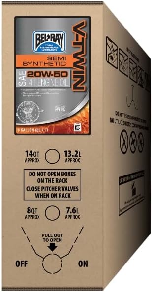 Bel-Ray 301389150033 V-Twin Semi-Synthetic Motor Oil - 20W50-6 Gallon