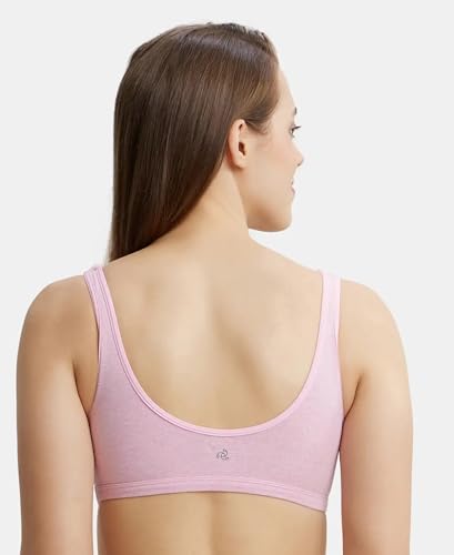 Image of Jockey 1550 Women's Super Combed Cotton Elastane Stretch Slip On Crop Top with Stay Fresh Treatment Bra