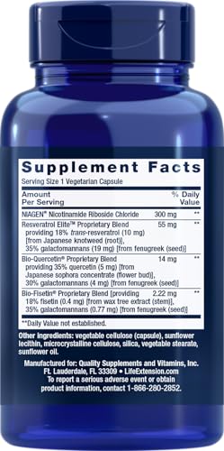 Life Extension NAD+ Cell Regenerator and Resveratrol Elite, 90 Veg Caps