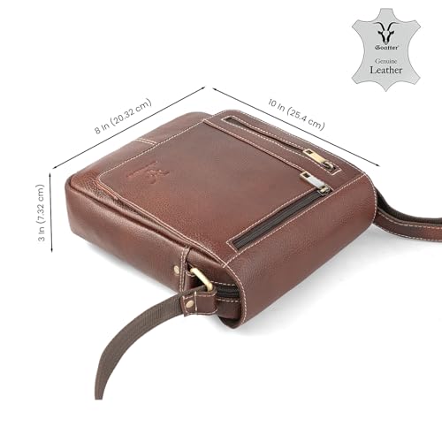 Goatter Genuine Leather Multi Pocket 10 inch Inch Messenger Sling