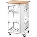 Kesper Carrito de Cocina 25777 13, Color Blanco con Bandeja Efecto bambú, 50 x 87 x 37 cm