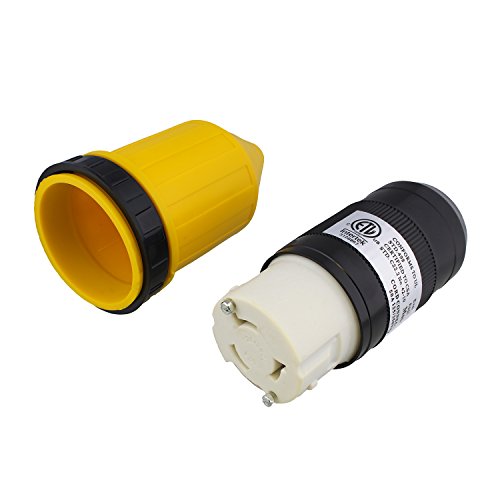 ABN L5-50R Connector with RV Power Cord Cover & Ring – 50 Amp Twist Lock Inlet Locking Plug Protector, 50A 125/250VAC