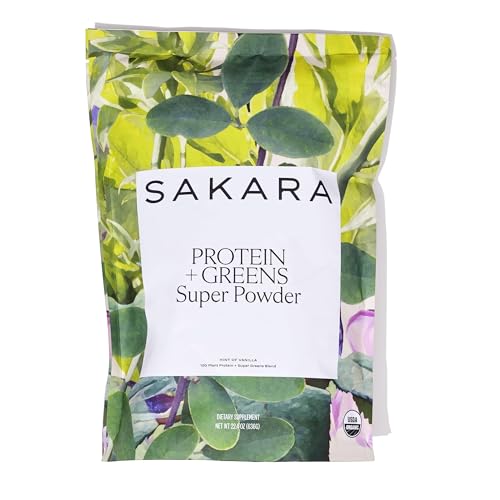 Sakara-Protein-Greens-Super-Powder-30-Servings-Organic-Protein-Powder-Hemp-Pumpkin-Pea-Protein-Organic-Greens-Powder-Wheat-Grass-Spirulina-Superfood-Powder-Vegan-Protein-Powder-Greens-Blend