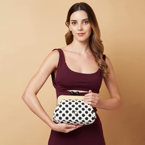 Image of Caprese Mindy Clutch, Small | Versatile Clutch for Women with Adjustable & Detachable Straps, Push Lock Closure | Stylish Clutch | Perfect for Parties, Weddings & Special Occasions (Black)