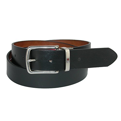 Tommy Hilfiger Men's Reversible Jean Belt with Ribbon Inlay, 36, Tan/Black2