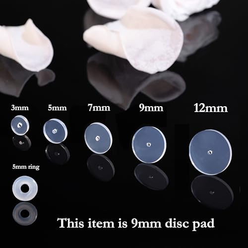 Silicone Earring Backs Stoppers for Piercings, 50 Pcs, 3~12mm Earlobe Support Patches, Clear Discs Stabilizer Pads for Healing Non Pull Piercings (9mm) by Meniala - Image 2
