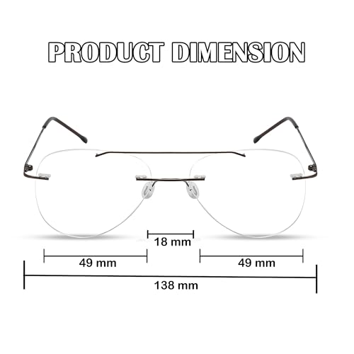 Image of Rimless Aviator Double Bridge Spectacle Frame Metal Frame for Men Women Medium