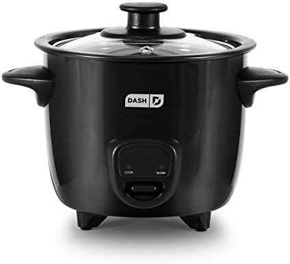 DASH Mini Rice Cooker Steamer with Removable Nonstick Pot, Keep Warm Function & Recipe Guide, 2 cups, for Soups, Stews, Grains & Oatmeal - Black
