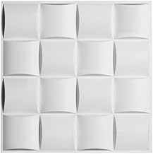 BeautifulWalls 3D Wall Panels, 3D Wall Tiles for Home Décor Office, Embossed and Paintable, White Squares Design, Panel Size 20" x 20", Pack of 1, Covering Area 2.75 Sq.Ft (PVC)