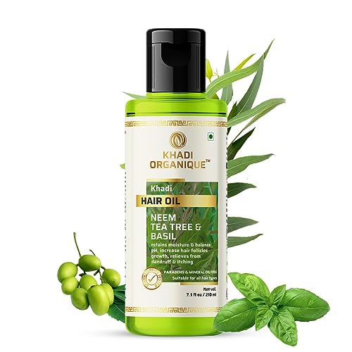 Image of Khadi Organique Neem Tea Tree & Basil Natural Hair Oil Paraben & Miniral Oil Free Pack Of 1