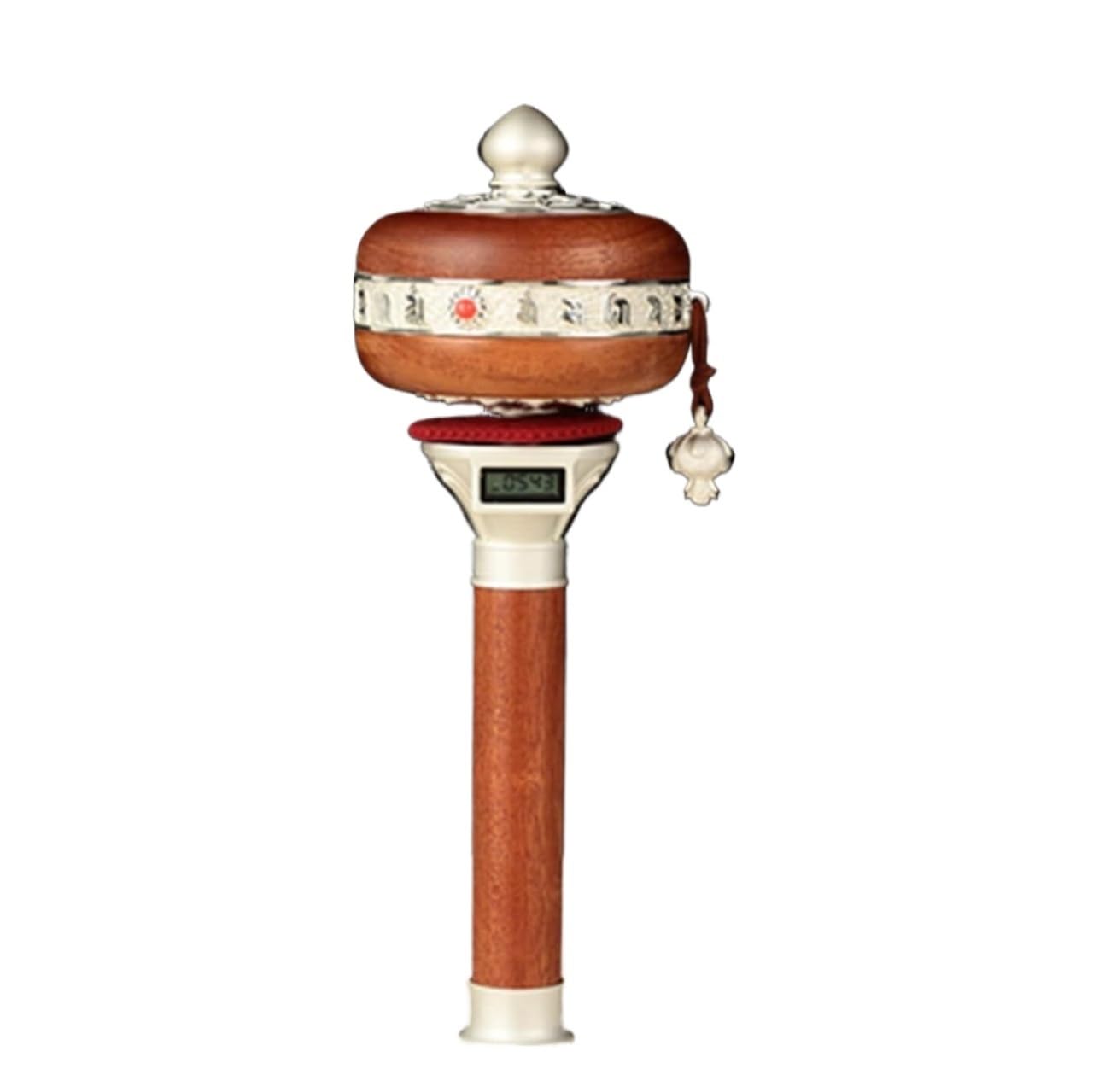 VHcgCGJ Prayer wheel, Wheel Alloy And Wood Hand Held Tibetan Buddhist Prayer Six Words Mantra Multicolor(Silver)